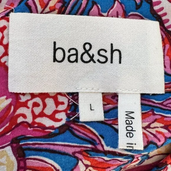 ba&sh Valia Printed Pintuck Mini Dress - Large - Picture 6 of 9